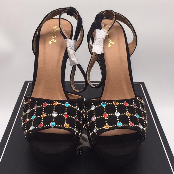 Qupid Ladies Platform Black Suede 5” Heels Pumps Size 7 - Picture 3 of 14